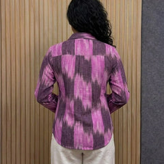 Purple Ikat Print Long-Sleeve Shirt