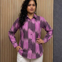 Purple Ikat Print Long-Sleeve Shirt