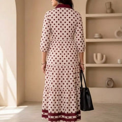 Wine Polka Dot Tiered Dress