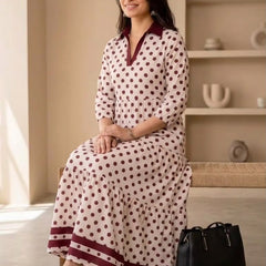 Wine Polka Dot Tiered Dress