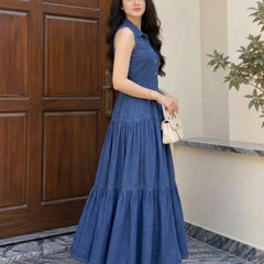 Denim Tiered Maxi Dress 💙