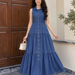 Denim Tiered Maxi Dress 💙