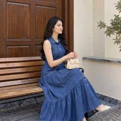 Denim Tiered Maxi Dress 💙