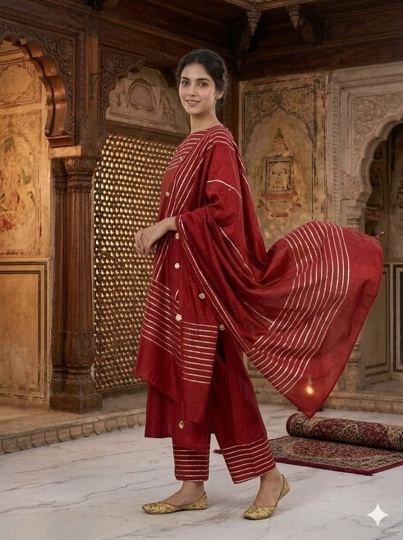 Maroon Chanderi with Gota Patti Suit for Women