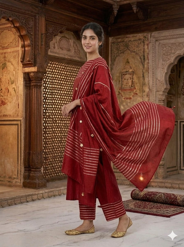 Maroon Chanderi with Gota Patti Suit for Women