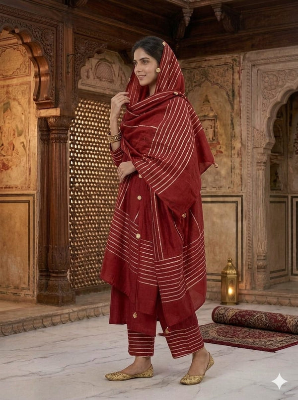 Maroon Chanderi with Gota Patti Suit for Women