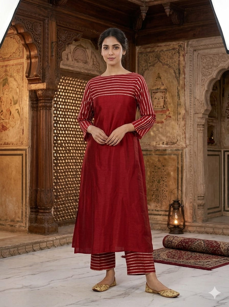 Maroon Chanderi with Gota Patti Suit for Women