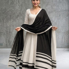 Off White Chanderi Suit With Patti ( Only Paid Order Accepted)