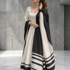 Off White Chanderi Suit With Patti ( Only Paid Order Accepted)