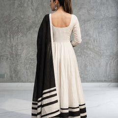 Off White Chanderi Suit With Patti ( Only Paid Order Accepted)