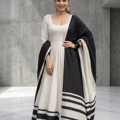 Off White Chanderi Suit With Patti ( Only Paid Order Accepted)
