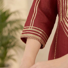Maroon Gold Gota Patti Straight Suit with Dupatta
