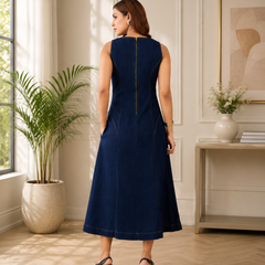 Elegance Reimagined in Navy Blue Dress